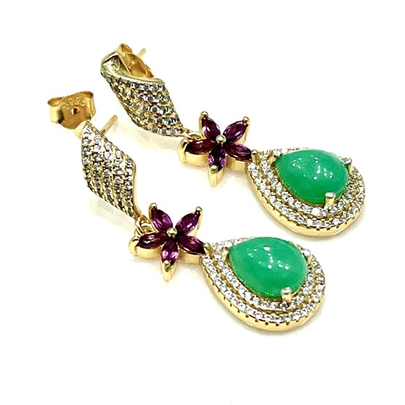 2ct Australian Jade Amethyst 14KGP Earrings - Picture 2 of 4